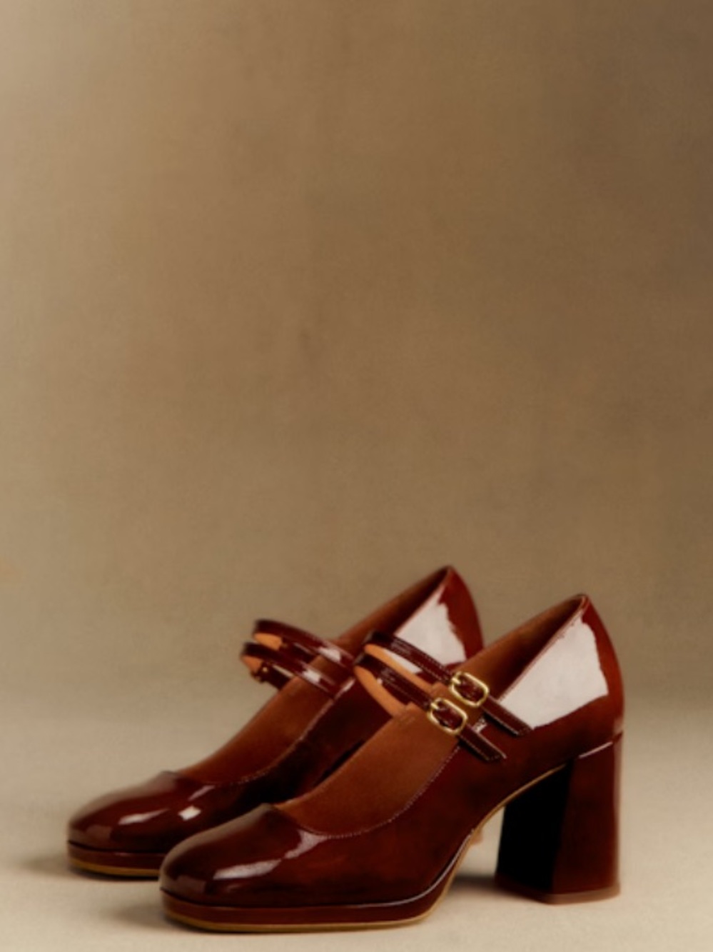 Sézane Carmen High Mary Janes Patent Mahogany Sz 40 |8.5 fit| Sold Out Worn Once